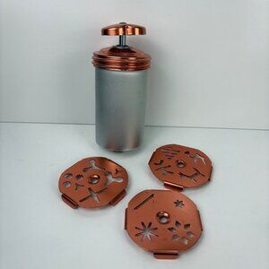 Vintage Mirro Cookie Press With 3 Copper Discs & Screw Press